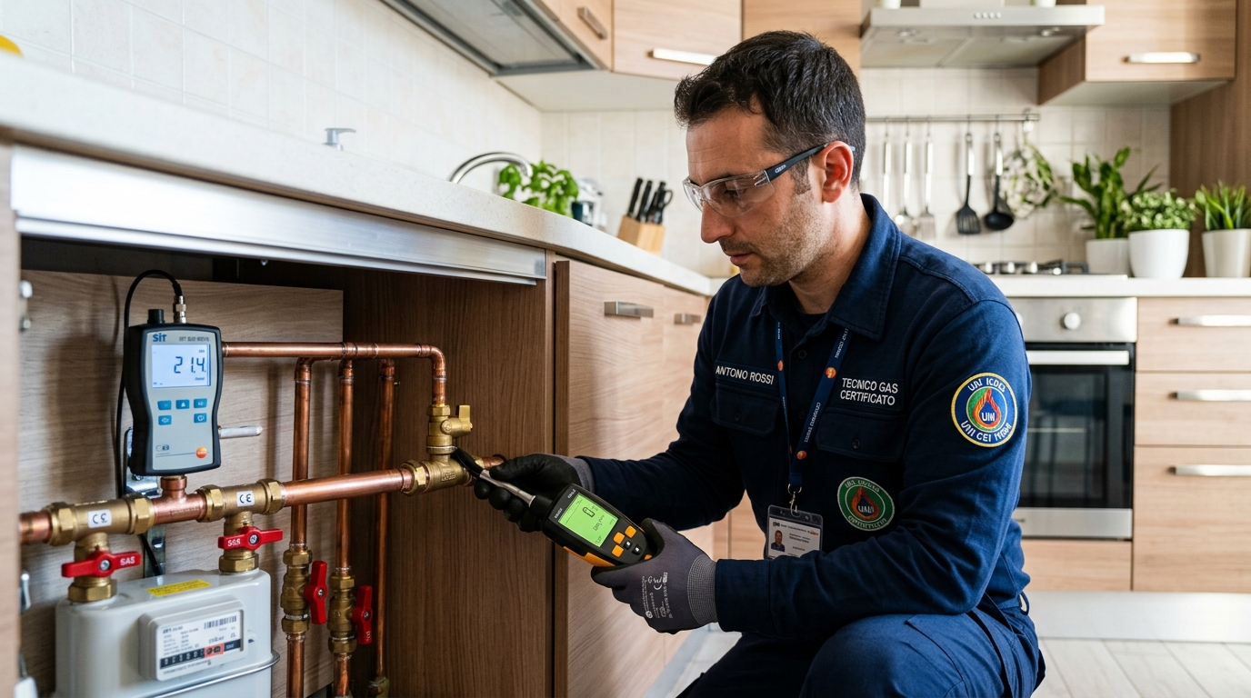 Controllo tenuta impianto gas metano caldaia con cercafughe digitale